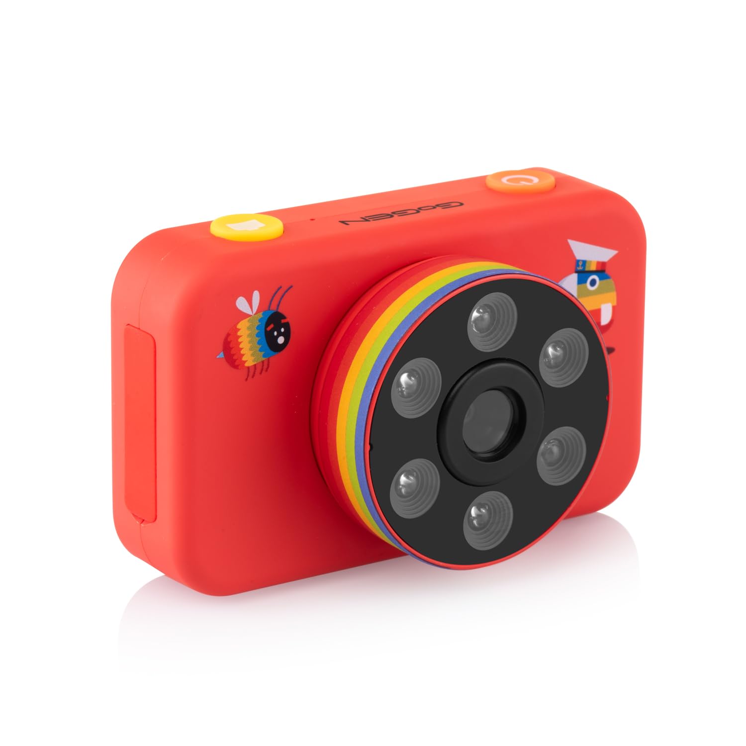 GOGEN DECKO Aparat dla dzieci, aparat cyfrowy dla dzieci, aparat do selfie, zdjęcia i wideo HD, efekty fotograficzne, karta micro SD 32 GB, LED, akumulator Lion, nadaje się dla dzieci od 3 lat,