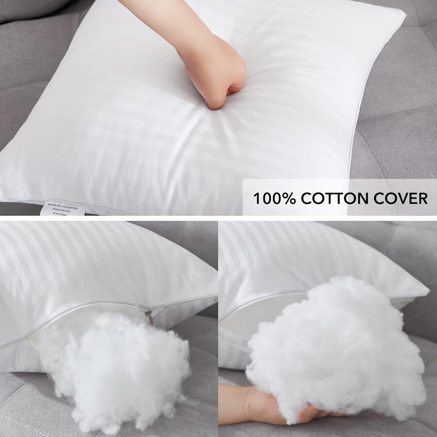 9villa Microfiber Cushion Filler,Sofa Cushions Set,Sofa Pillow, Cushions for Bed, 18 x 18 Inch, White - (Set of 5) 2