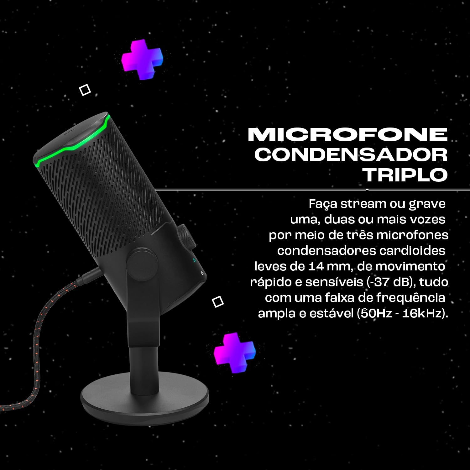 JBL Quantum Stream Studio, Microphone USB haut de gamme équipé de quatre modèles de prise de voix sélectionnables pour le streaming, l’enregistrement et le gaming, compatible avec JBL QuantumENGINE