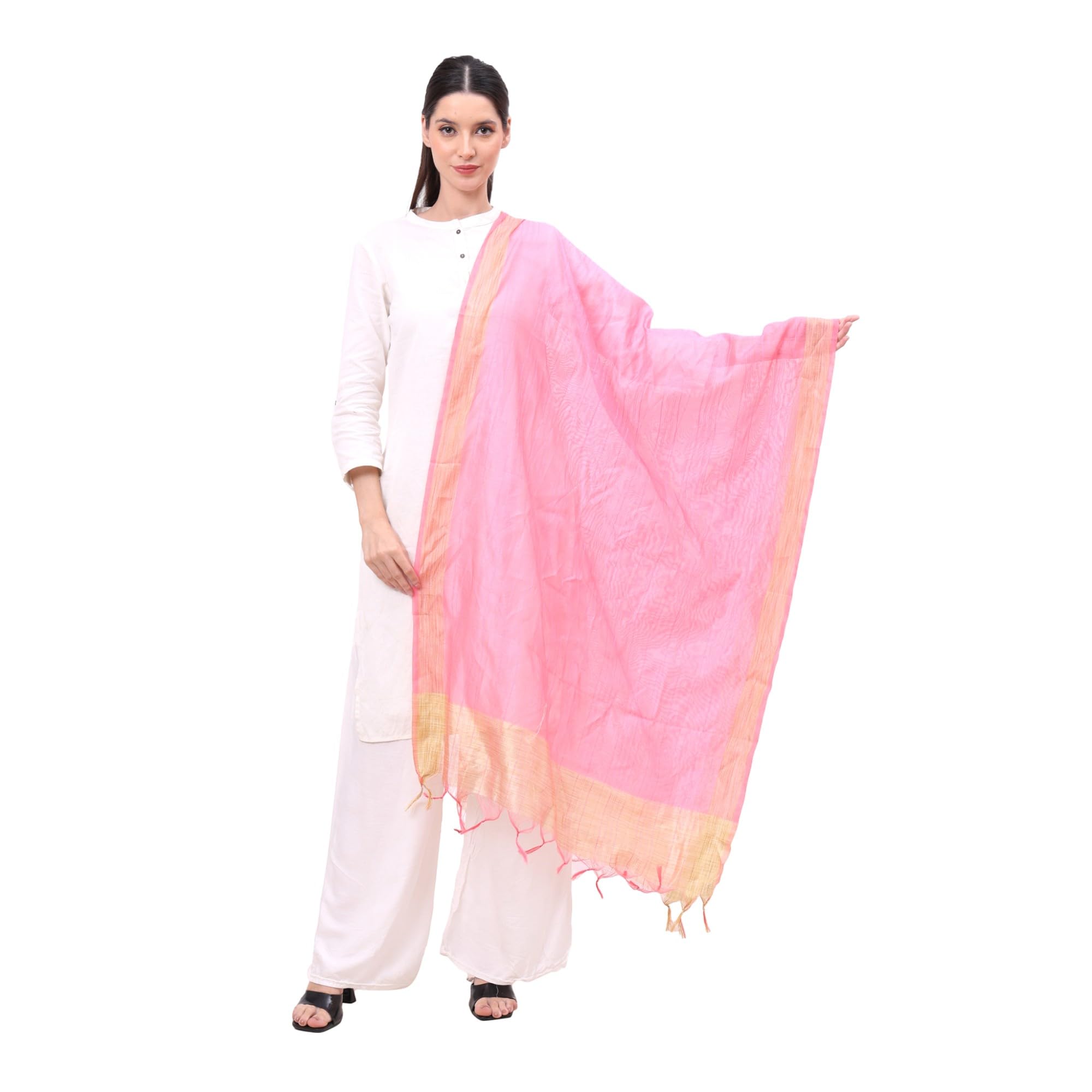 krypmax Women's Silk Ethnic Dupatta (Pink, 2.25 Mtr Length)-picture-43