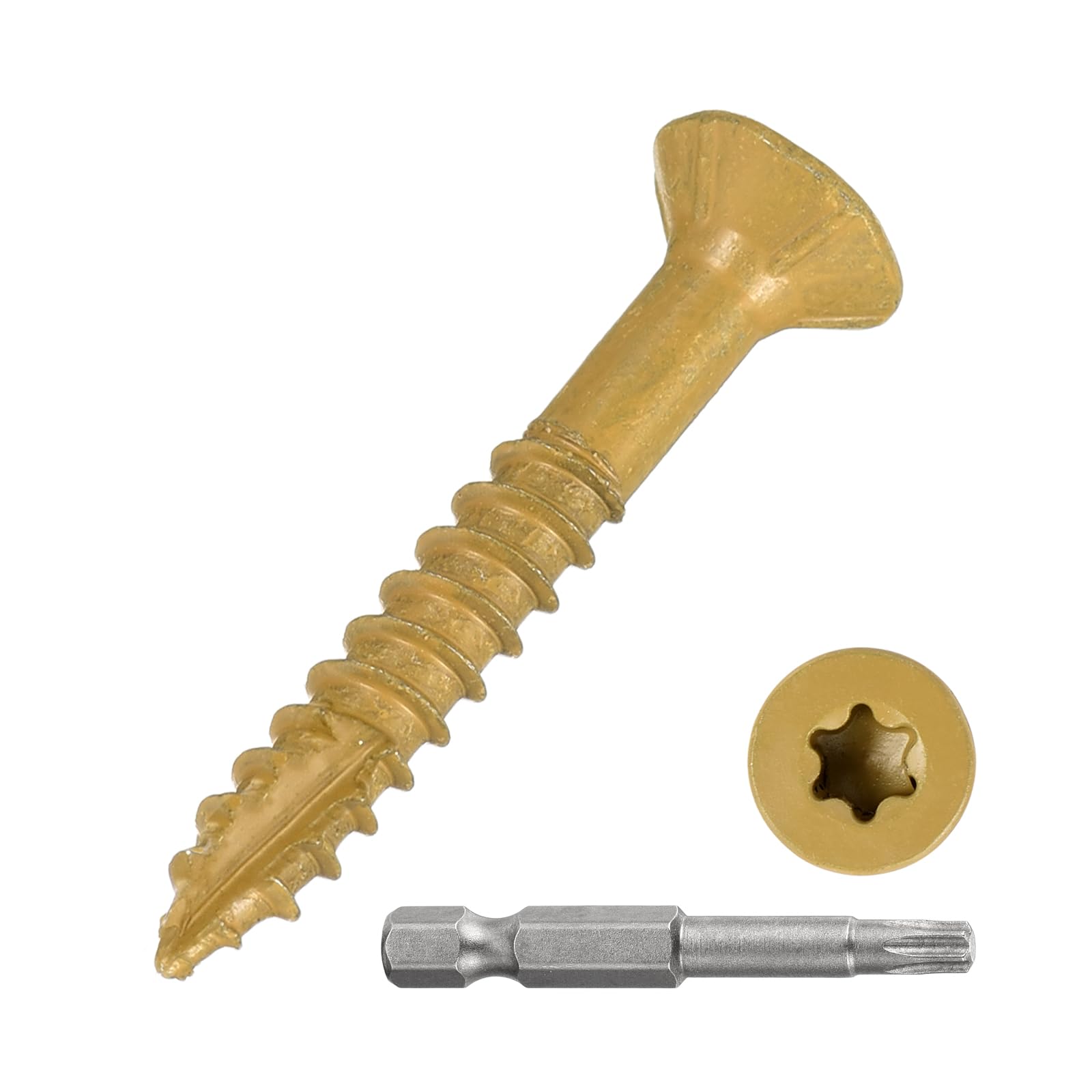 METALLIXITY Deck Screws (#9x1-1/4") 100Pcs, Carbon Steel Wood Screw Decking Screws Epoxy Coated with T25 Torx Drive Head