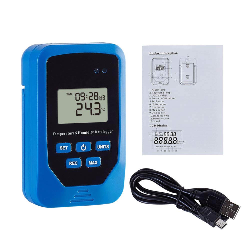VIDOO Lcd Termómetro Digital Temperatura Y Humedad Datalogger Registro 80.000 Datos