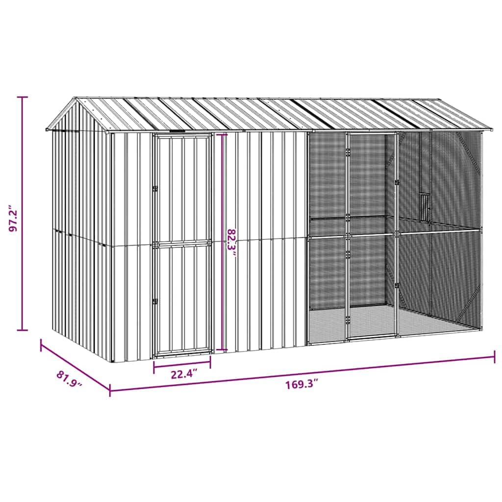 INLIFE Vogelkäfig Anthrazit 430 x 208 x 247 cm Verzinkter Stahl,Tier- & Haustierbedarf,Haustierbedarf,Vogelbedarf,Vogelkäfige & -ständer,Anthrazit,150.75 KG,3325153