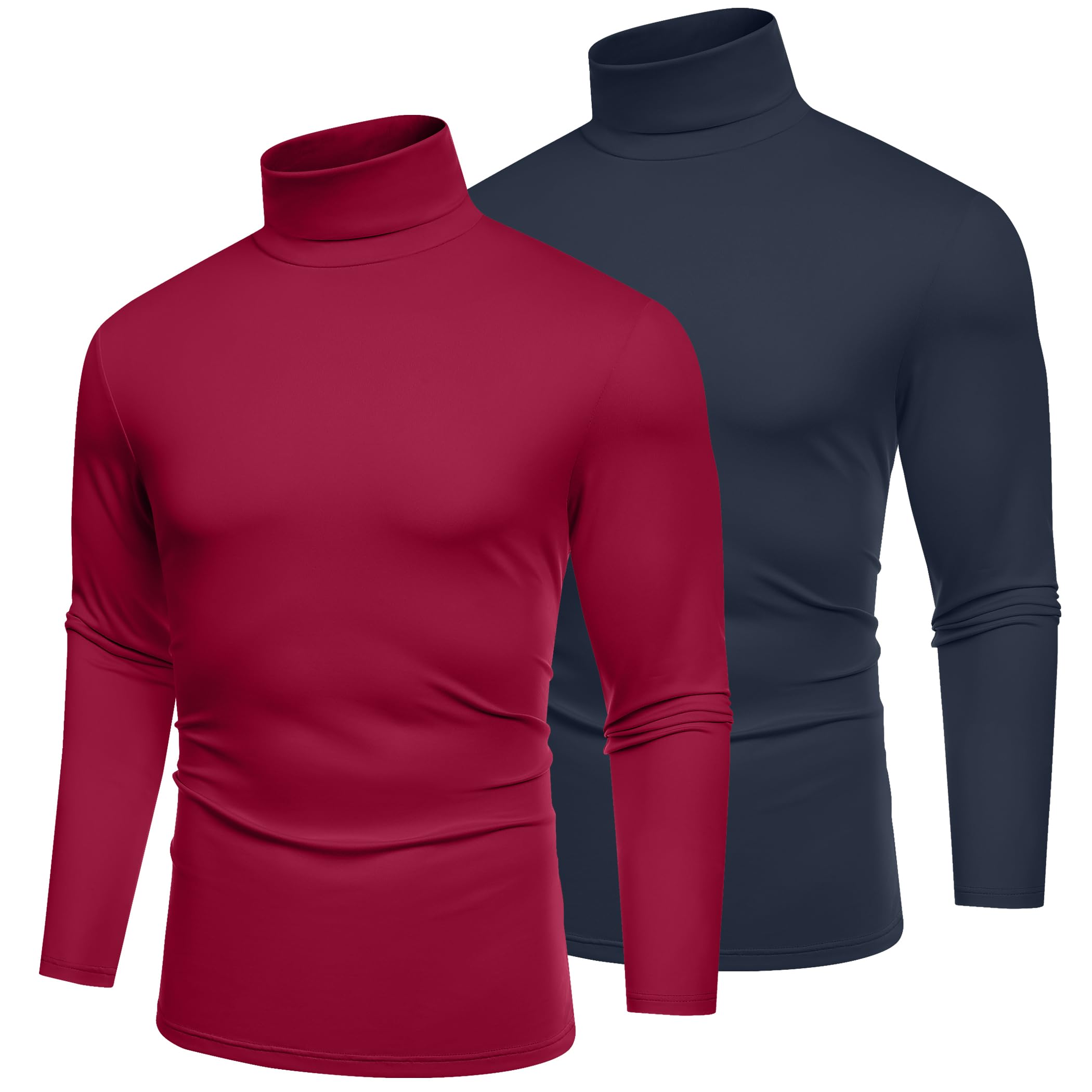 COOFANDY Men's Slim Fit Basic Turtleneck T-Shirt Long Sleeve Solid T Shirts Casual Knit Pullover Thermal Tops