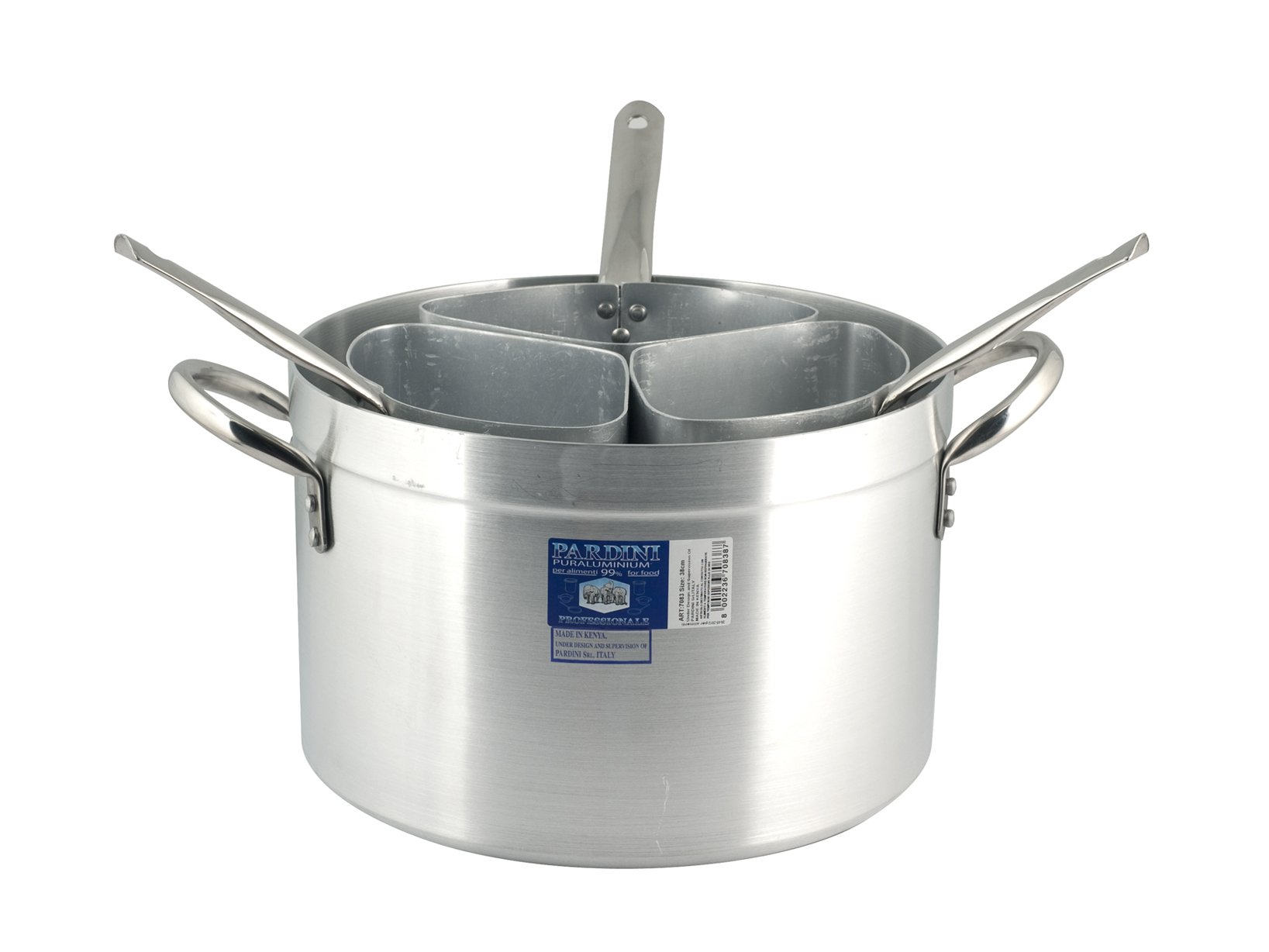 Pardini Casseruola Alta con 3 Spicchi, Alluminio, Grigio, 34 cm