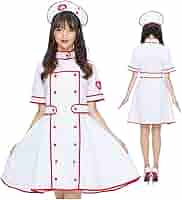 ナース服(本物) Amazon.co.jp: excellent.co 【本格的 4点セット】純白 ナース服