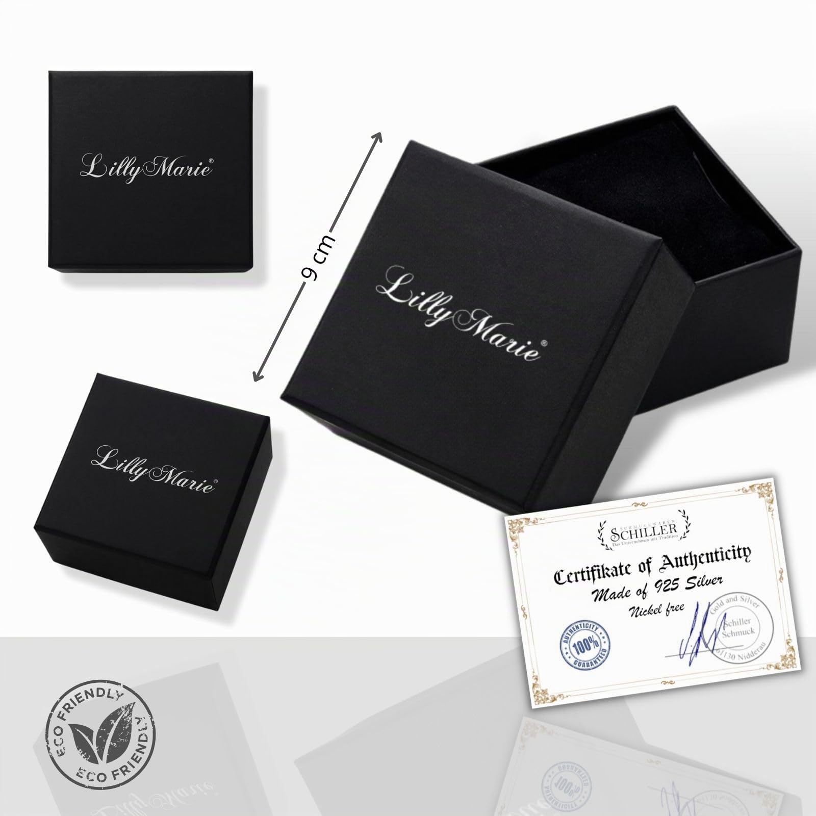 LillyMarie Schmuckset Aus Sterling Silber Mit Rechteckigem Anhänger Und Ohrstecker Für Frauen