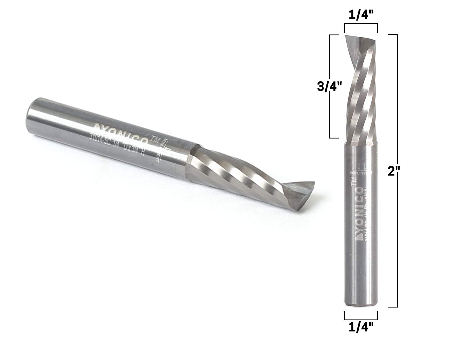 YONICO Solid Carbide Single Flute Upcut End Mill Router Bits CNC Spiral O Flute 1/4-Inch Diameter 1/4-Inch Shank 31014-SC