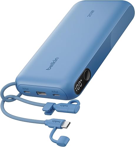 Miniatura 1 de Belkin Cargador portátil, cargador de batería USB-C de 20,000 mAh con 2 puertos USB-C y 1 puerto A, pantalla digital de batería, carga de 20 W,