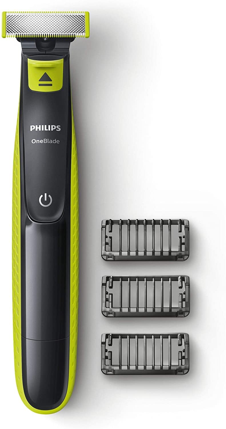 Philips OneBlade - Rasoio Elettrico Verde per Uomini con 3 Pettini e Tecnologia OneBlade, Testina Flessibile, Batteria Ni-MH Ricaricabile