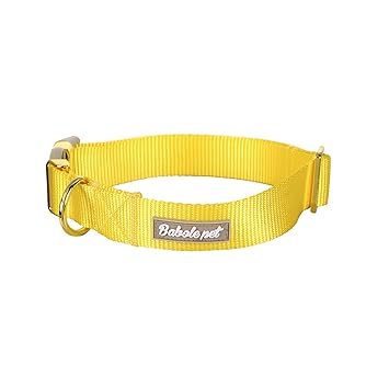 Babole Dog Collars with Safety Metal Buckle? Adjustable Soft Comfortable Nylon Pet Collars for Small Medium Large Dog(Yellow,XS)
