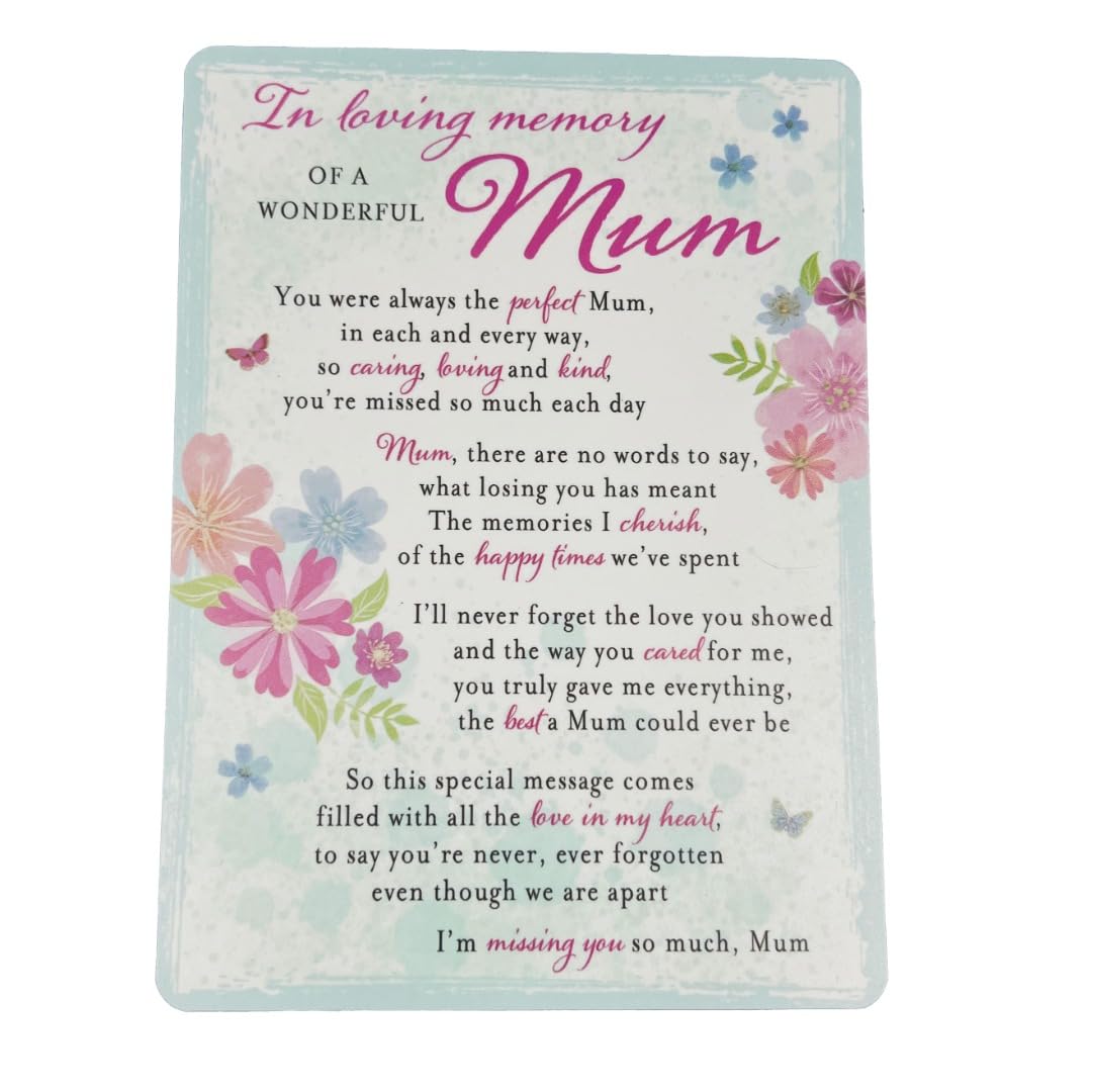 Angraves Multicoloured Wonderful Mum Memorial Remembrance Verse Plastic Coated Grave Graveside Card (Perfect Mum)