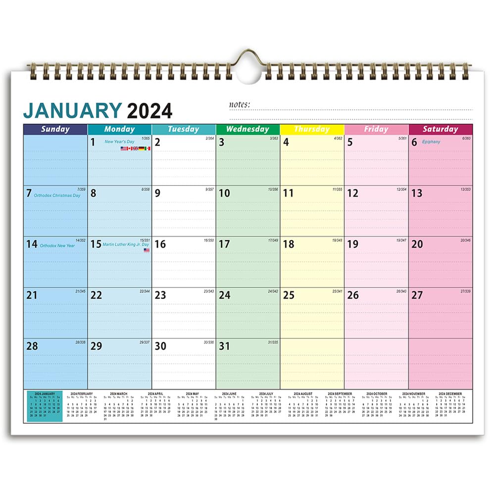 MRPAPA Wall Calendar 2023-2024 -18 months calendar july 2023 - december 2024, Large Wall Calendar 15'' x 11.5'' Wall Planner, Large Ruled Blocks Perfect for Planning and Organizing for Home or Office
