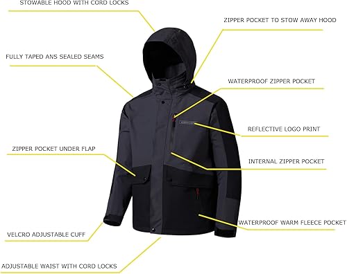 Miniatura 3 de KAWAGARBO Chaqueta impermeable resistente al viento transpirable para hombre, para pesca, senderismo, caza