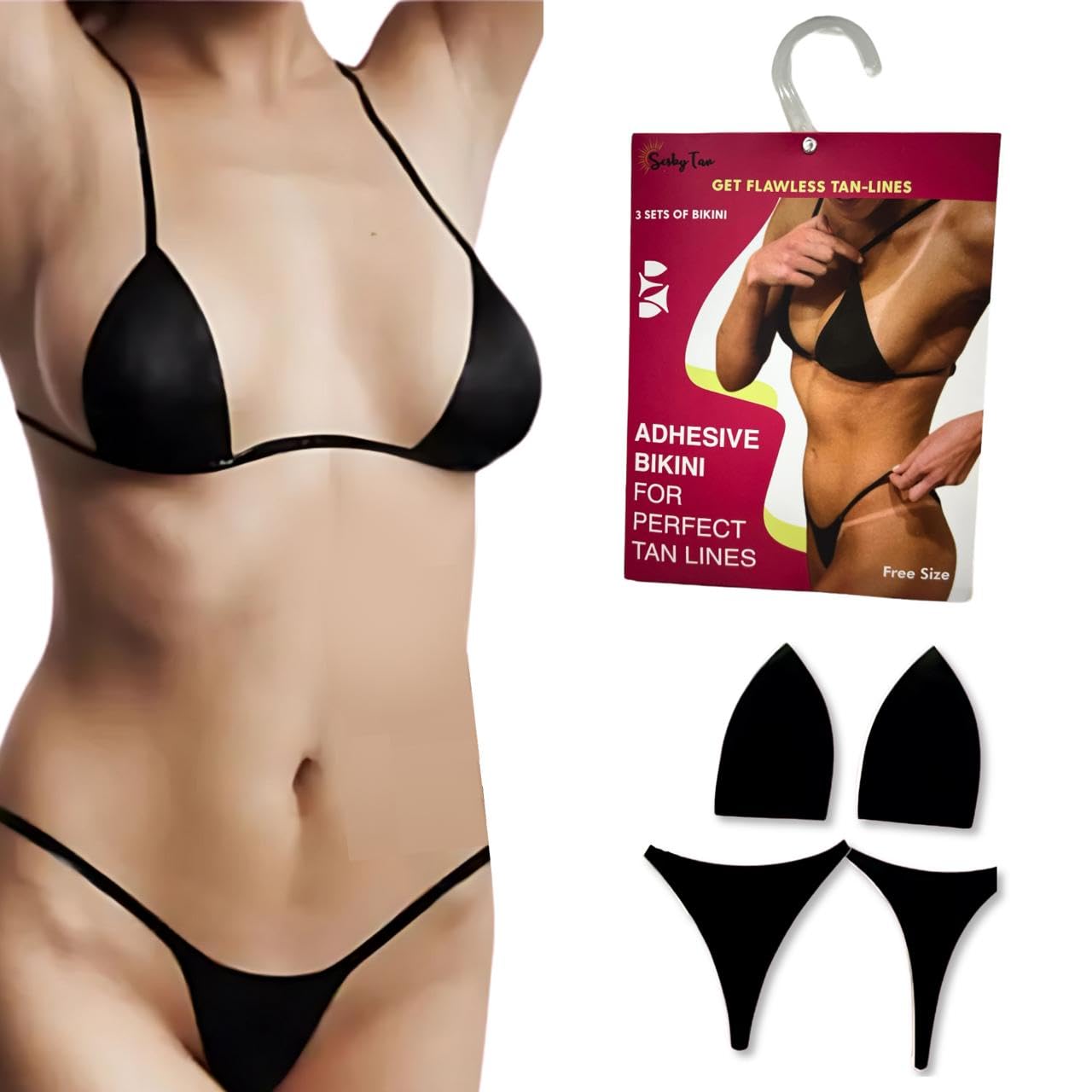 SESKYTAN Adhesive Bikini for Perfect Tanlines Black