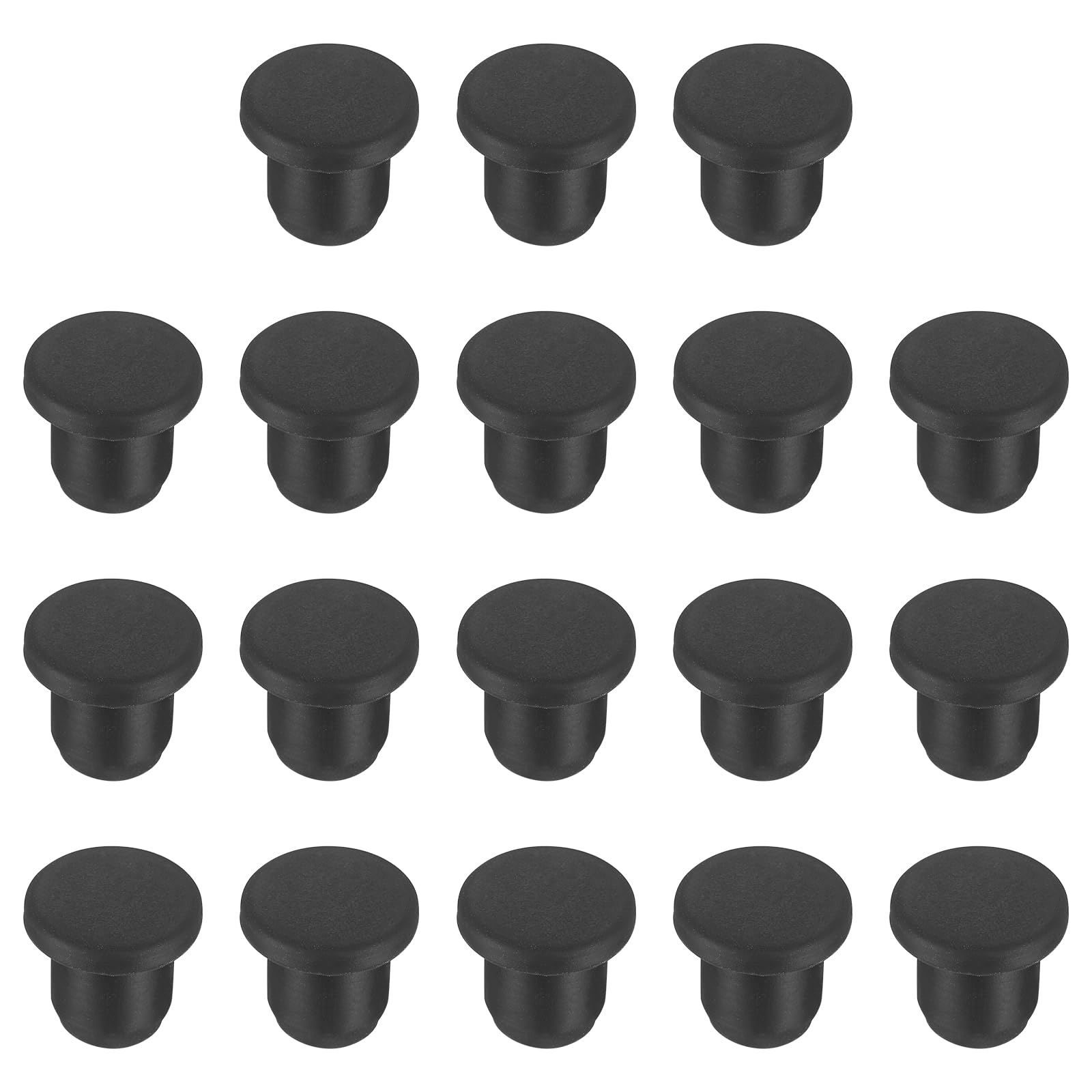 sourcing map 18pcs T-Shaped Silicone Plugs 10mm 3/8 Inch Dia Snap in Plug Hole Seal Cover Round Rubber Stopper for 9.5-10mm Holes Kitchen Rubber Bulkheads Waterproof Sealing, Black