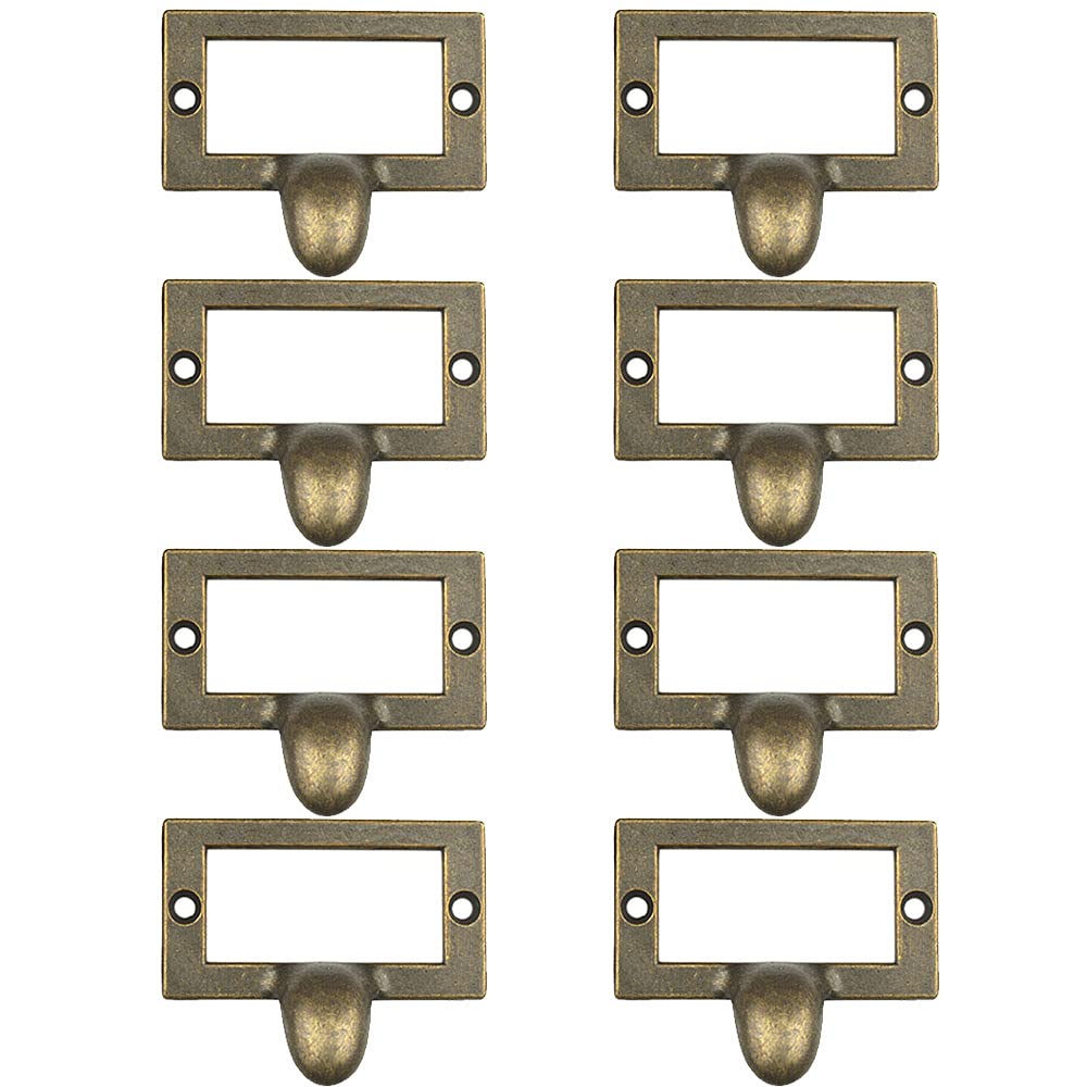 Antique Cabinet Drawer Label Pull,Rddconkit 8 Piece Frame Handle File Name Card Holder Drawer Pulls Decoration Hardware Handle (Bronze)