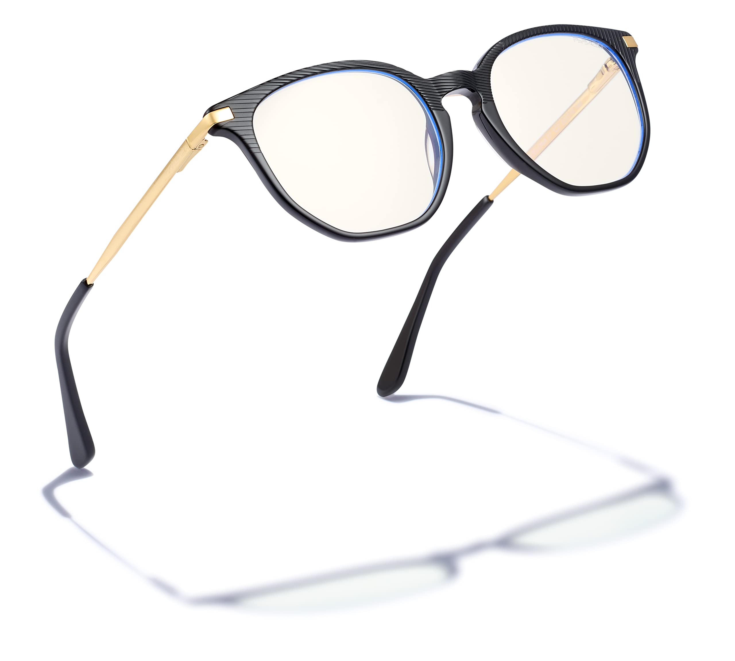 Bollé Safety PRBBARC108 BARCELONA Gafa de Contra, Lente de PC Incoloro, Tecnología PRB420, Bloqueador de la Luz Azul, Montura de Acetato Negra Brillante y Dorada para Mujeres