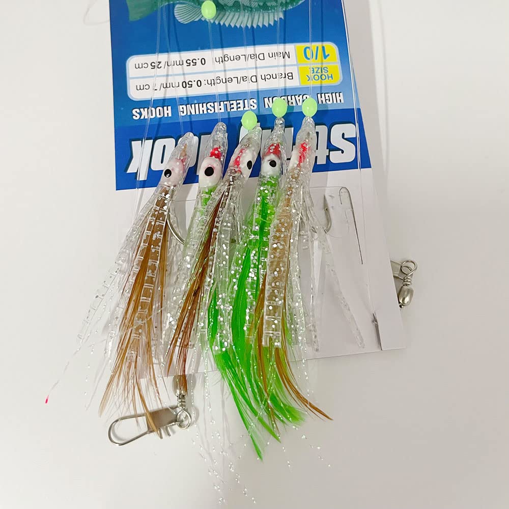 FedMois Plumas de Pesca Sabiki con Diferentes Tallas para Pesca Pack de 10