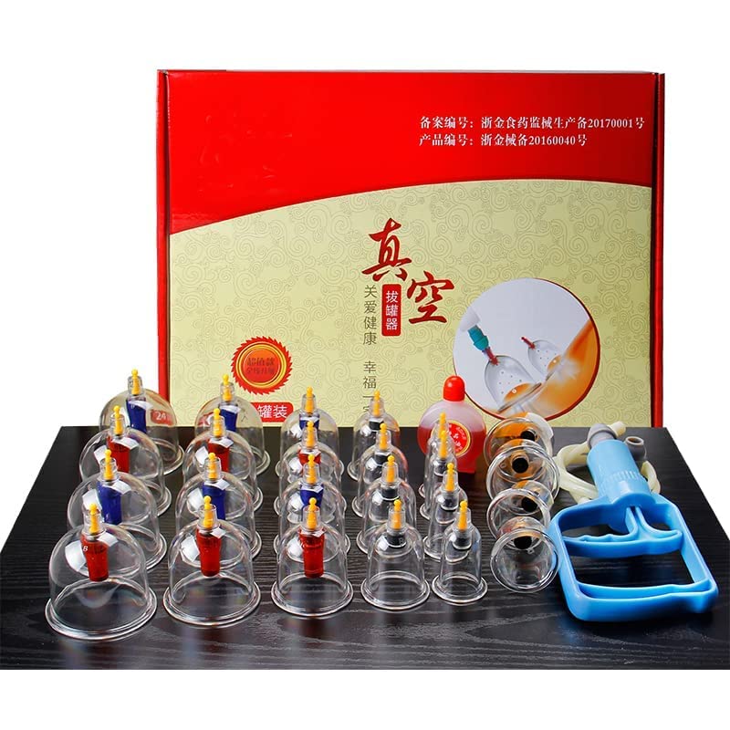 AHCP ACUPRESSURE HEALTH CARE PRODUCTAcupressure Hijama Cupping Set Of 24 Vacuum Cups Vacuum Cupping Therapy Kit Chinese Medicine Magnet Therapy Cupping Set Acupuncture Massager..