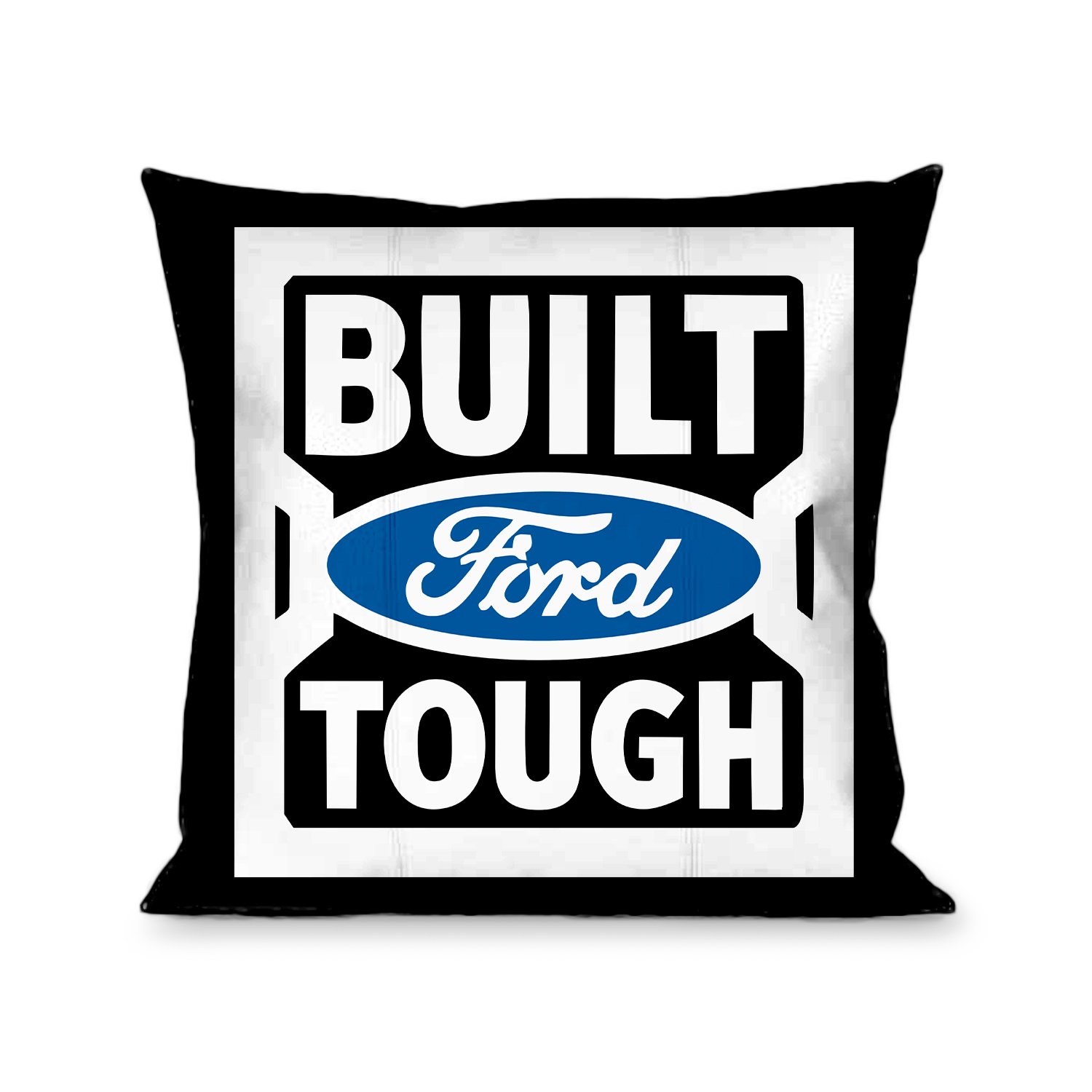 Pillow Decorative Throw Built Ford Tough Logo2 Black White Blue