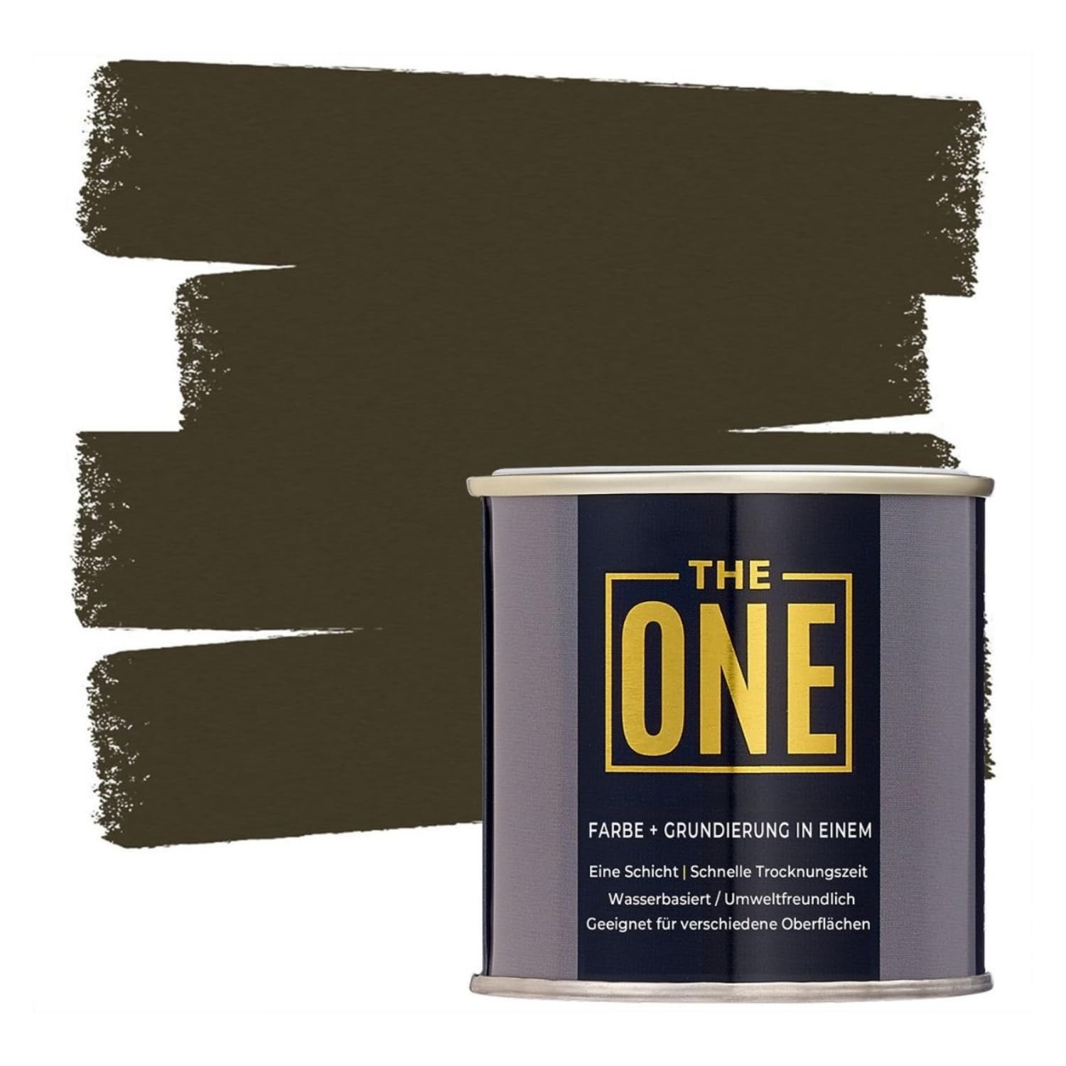 THE ONE All-In-One Farbe & Grundierung - Braun, 1 L | Formel für mehrere Oberflächen mit 1 Anstrich | Einfache Innen- und Außendekoration für Wände, Böden und Möbel in Haus und Garten
