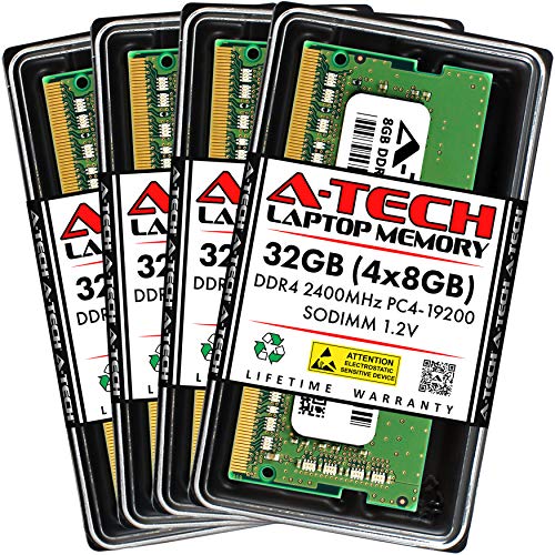 Image of A-Tech 32GB (4x8GB) DDR4 2400 MHz SODIMM PC4-19200 (PC4-2400T) CL17 Non-ECC Laptop RAM Memory Modules