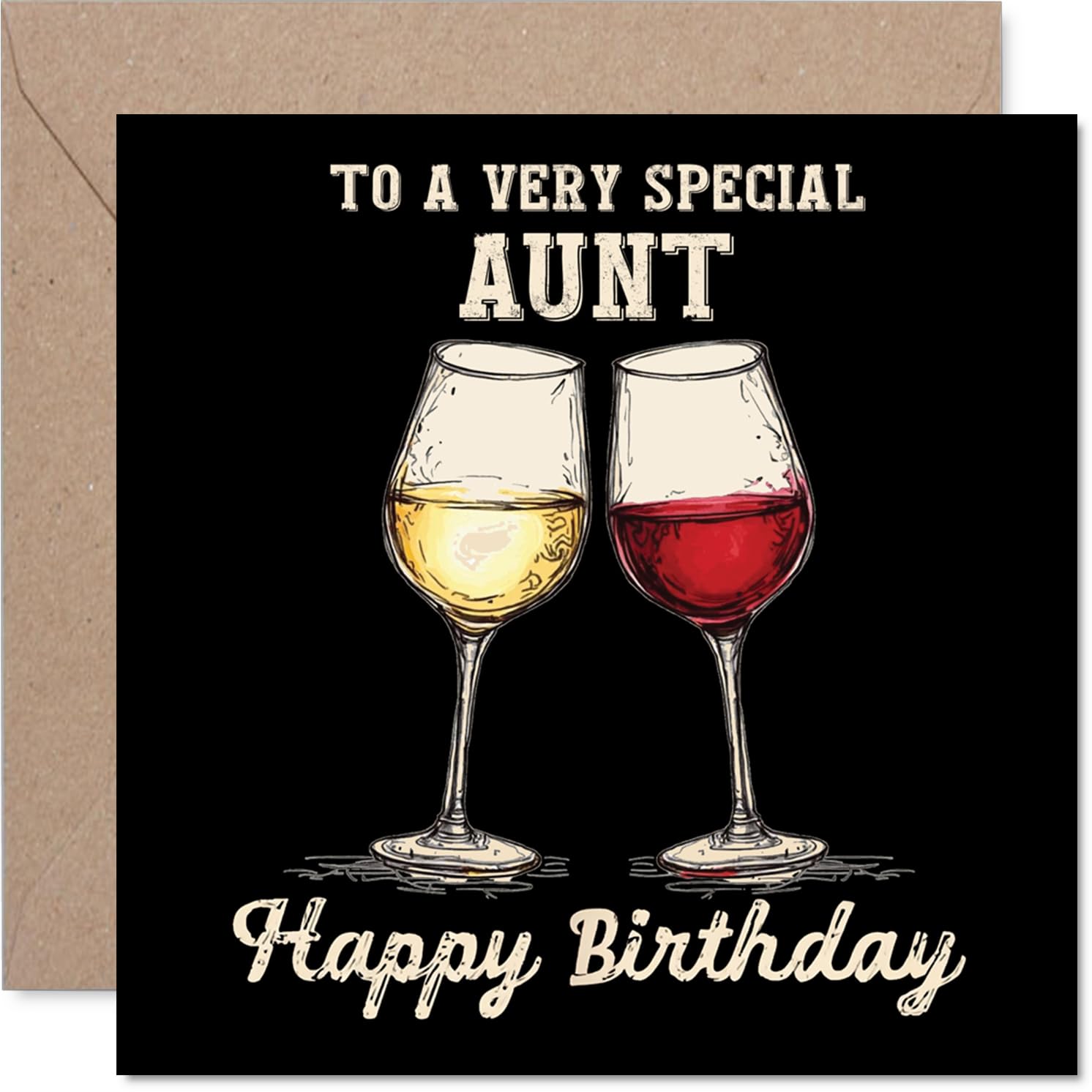Aunt Birthday Card - Bday Wine - Happy Birthday Card for Aunt from Nephew Niece, 145mm Wine Greeting Cards