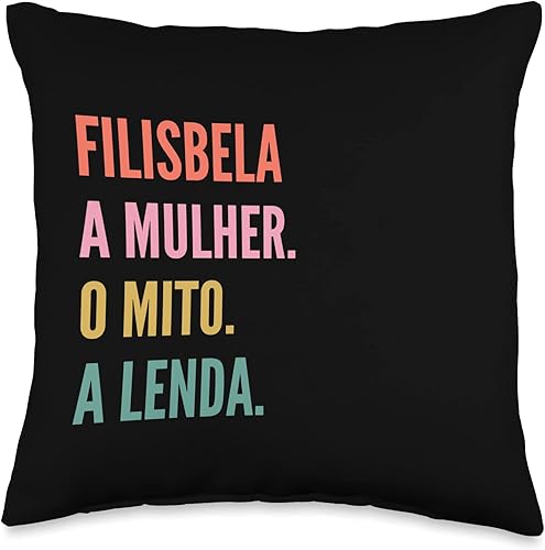 Miniatura 4 de Designs De Nomes Engraçados Para Mulher Funny Portuguese First Name Design-Filisbela Throw Pillow, 18x18, Multicolor