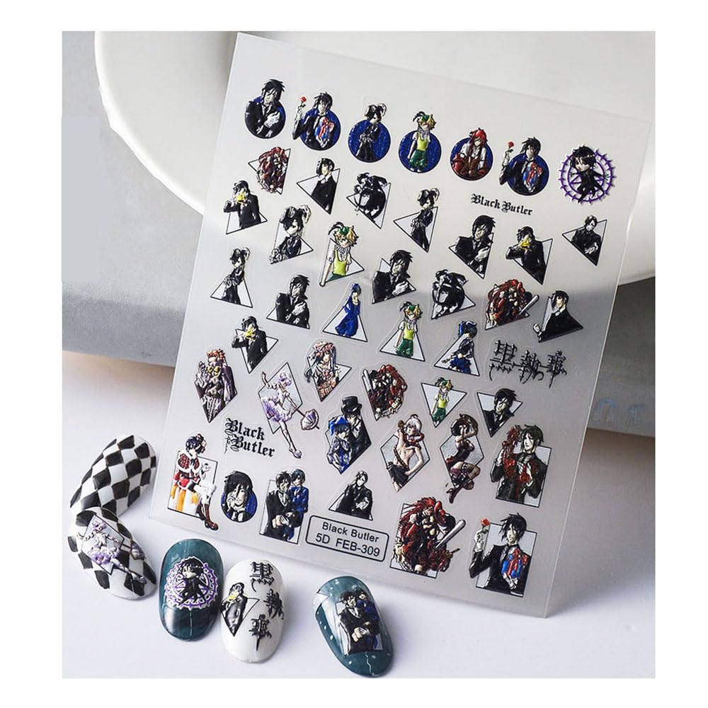 Amazon | 黒執事 ネイルシール 2枚入り シエル セバスチャン ネイル