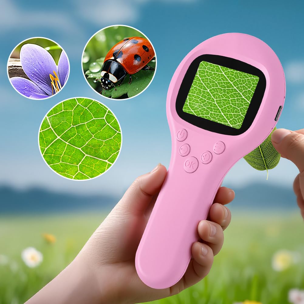 Generic 2 szt. Mikroskop dla dzieci z 2-calowym ekranem Mini kieszonkowy cyfrowy mikroskop Edu Prezent dla dzieci 3-12 lat