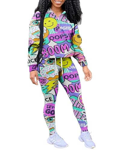 EOSIEDUR Women's Two Piece Outfits Zipper Jacket Pullover and Elastic