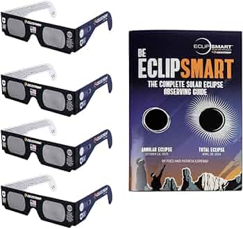 Celestron EclipSmart Solar Shades Observing Kit Includes Four ISO Certified Solar Eclipse Glasses & 2017 Total Solar Eclipse Guidebook
