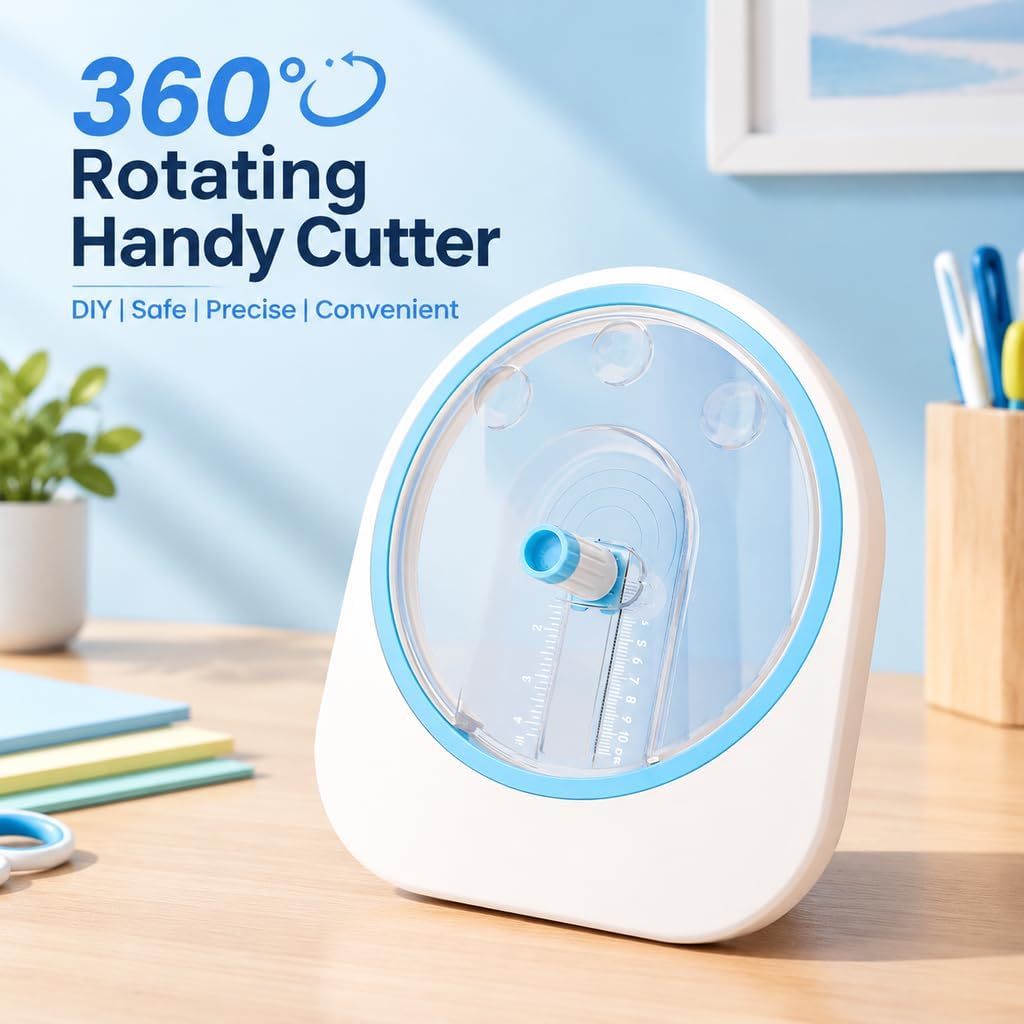 Circle Cutter for Crafts, Adjustable 1-4 Inch, Rotary Paper Cutter for Cardstock and Scrapbooking, Hidden Blade Design with 2 Spare Blades and Storage Compartment