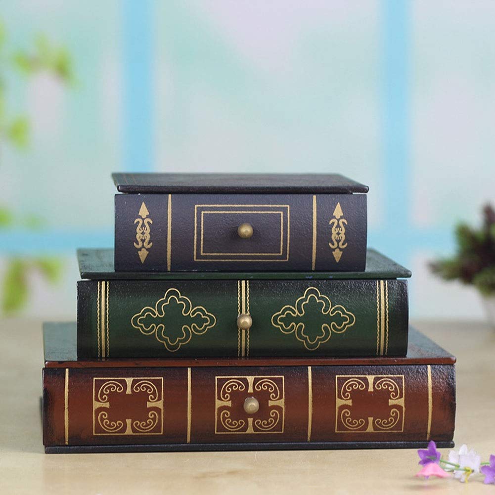 Caja de joyería de regalo para mujer, caja de joyería de madera, decoración de libros creativos, tres pisos, caja de almacenamiento versátil de alta capacidad para joyas, regalos de Año Nuevo