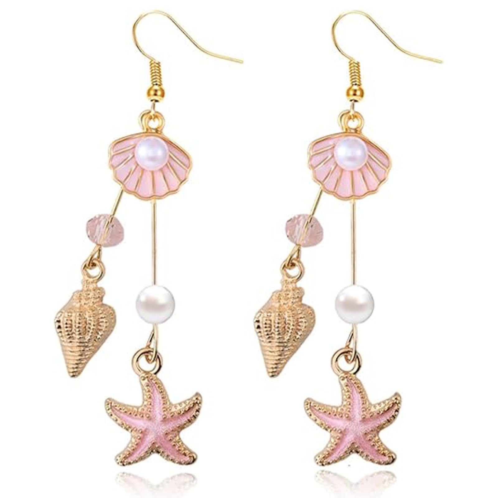 1 Pair Beach Earrings for Women, Shell Earrings, Starfish Earrings, Stylish Seashell Jewellery, Party, Festivals, Gifts for Valentine's Day, Birthdays, Anniversaries, 3 * 0.5 in