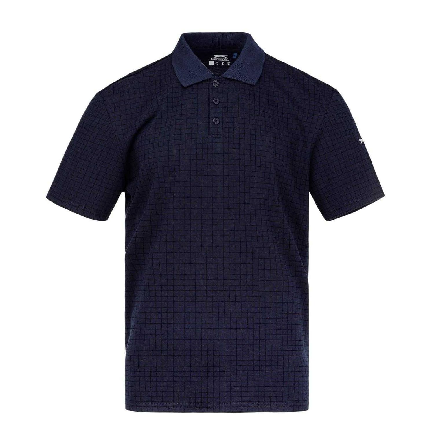 Slazenger Mens Check Golf Polo Shirt Blue XXL