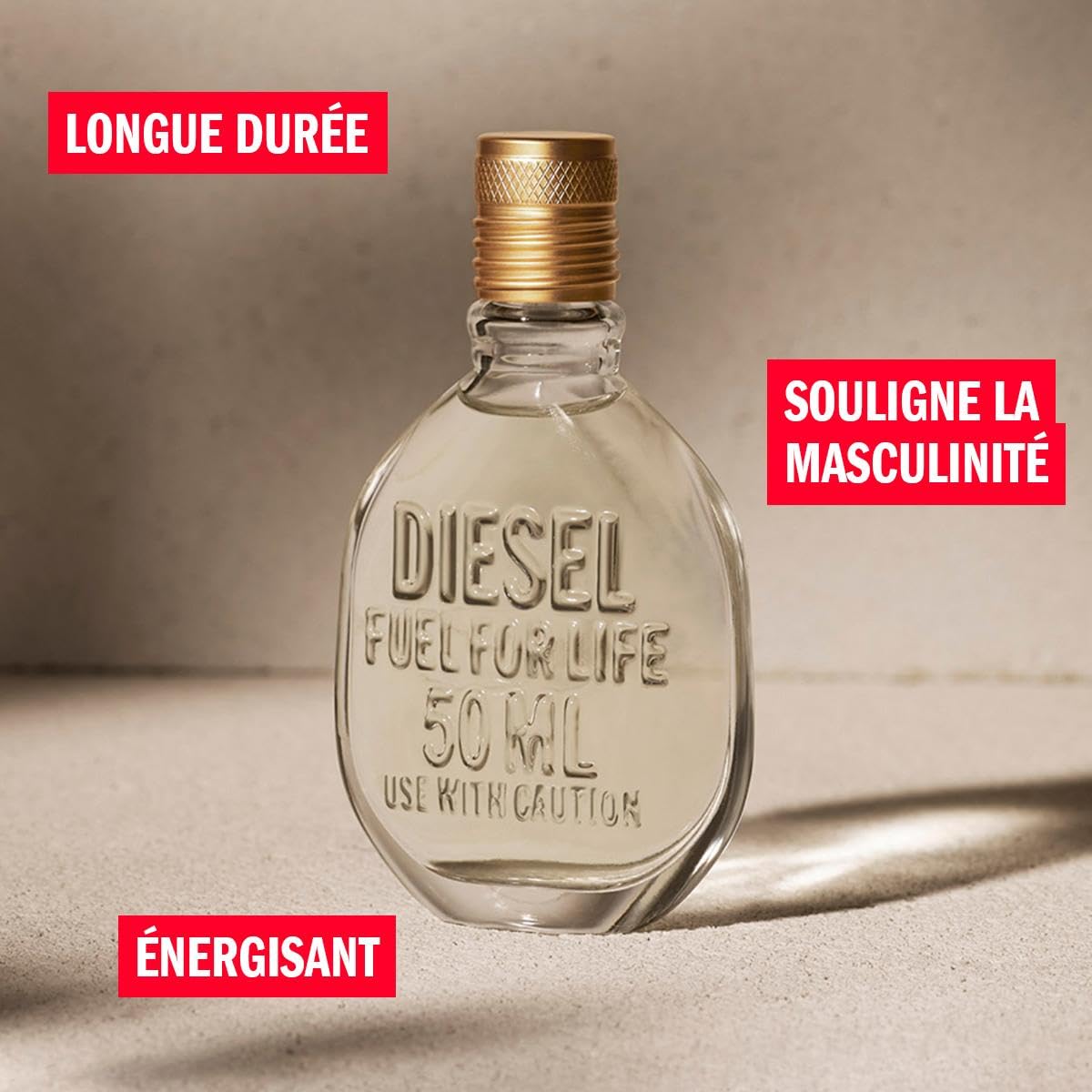 DIESEL Fuel For Life - Eau De Toilette Homme - Boisé - Badiane, Lavande & Héliotrope - Tenue Longue Durée - Spray Vaporisateur