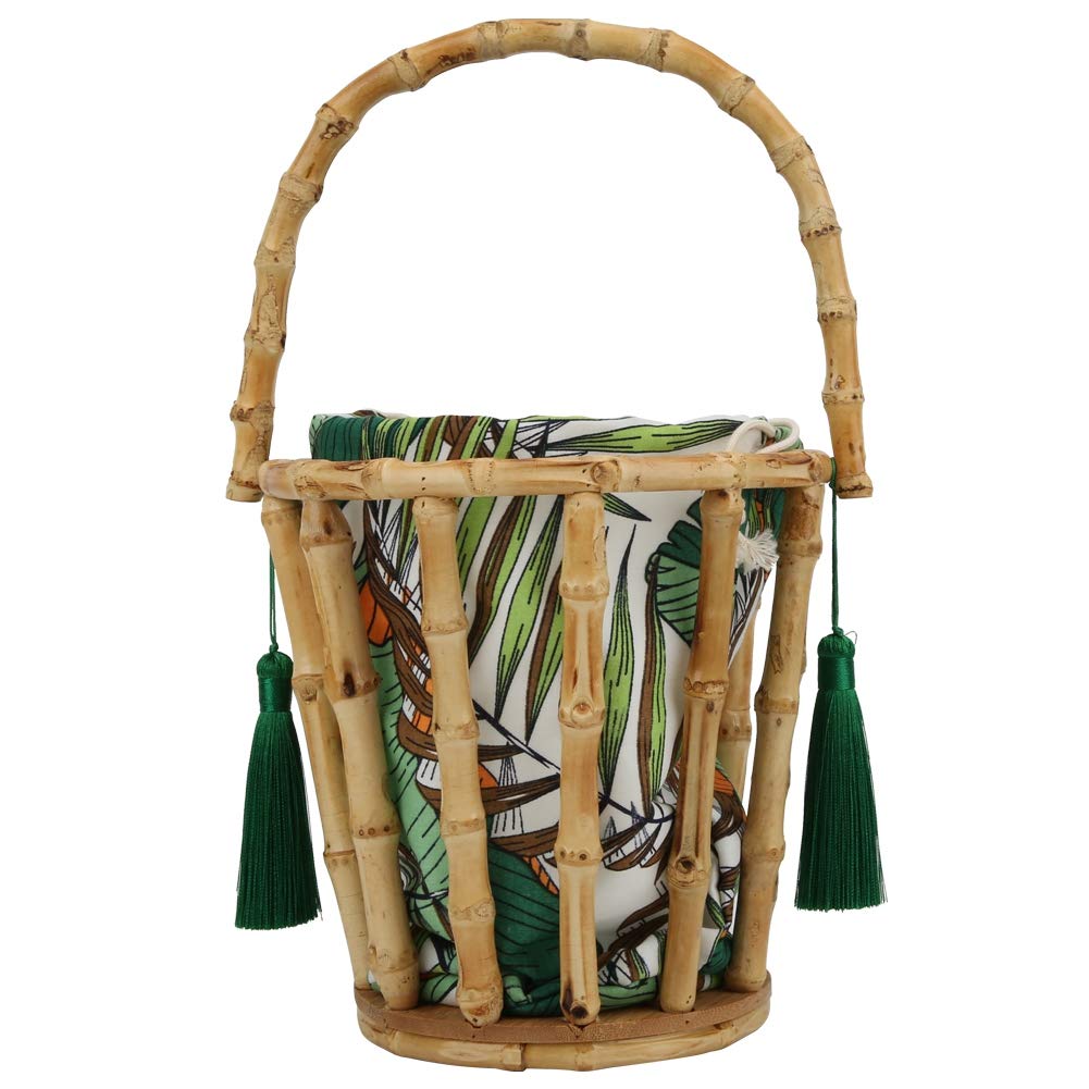 Cosiki Beach Bags for Women, Fashionable Beautiful Bamboo TASS Bamboo Woven Handbag, Sturdy Straw Beach Bag for Daily Dress Beach(Bamboo Bag)