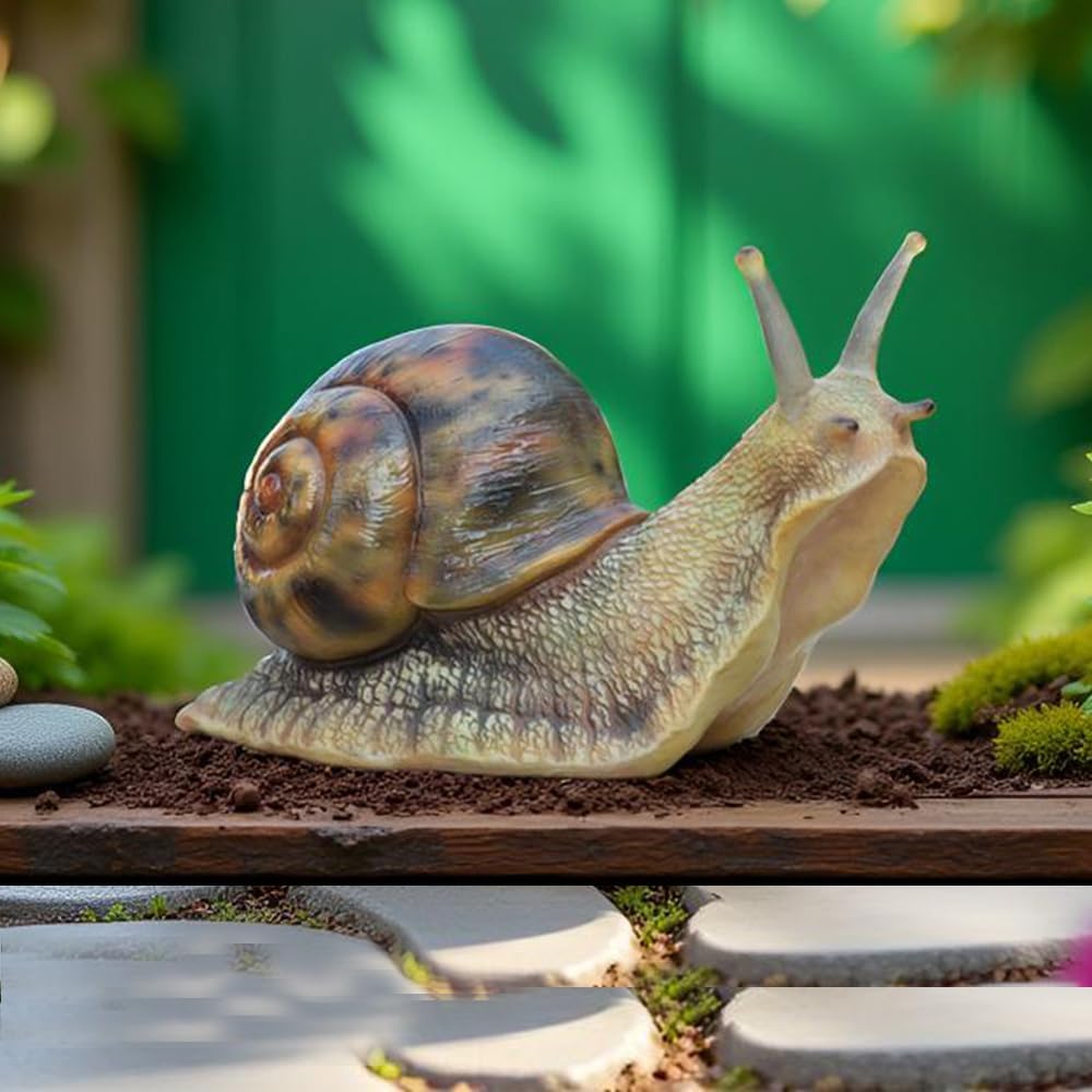 Garden Snail Sculpture, Reptile Resin Sculpture, Suitable for Outdoor Courtyard Pond Garden Lawn Decor Landscape, is The for Garden Enthusiasts (7 inches)