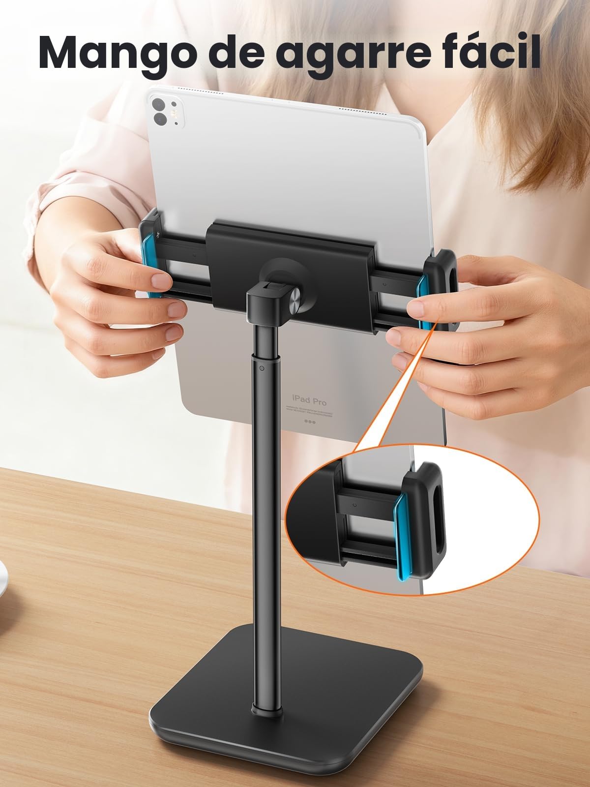 tounee Soporte para Tablet Ajustable, soporta 1,6 kg, Altura hasta 18'', Compatible con iPad Pro 12.9, Surface Pro y Dispositivos de 4,7 a 15,6 Pulgadas (iPad, iPhone, Kindle) -Negro