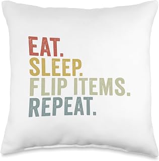 Eat Sleep Flip Items Repeat Funny Reseller Throw Pillow