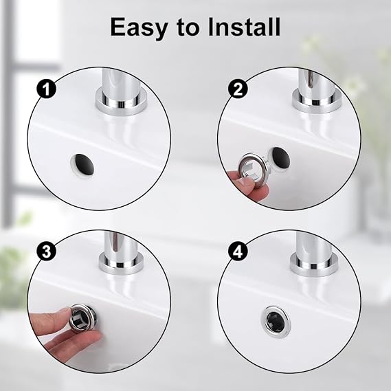 LICQIC Bathroom Sink Overflow Ring, Round Basin Overflow Trim