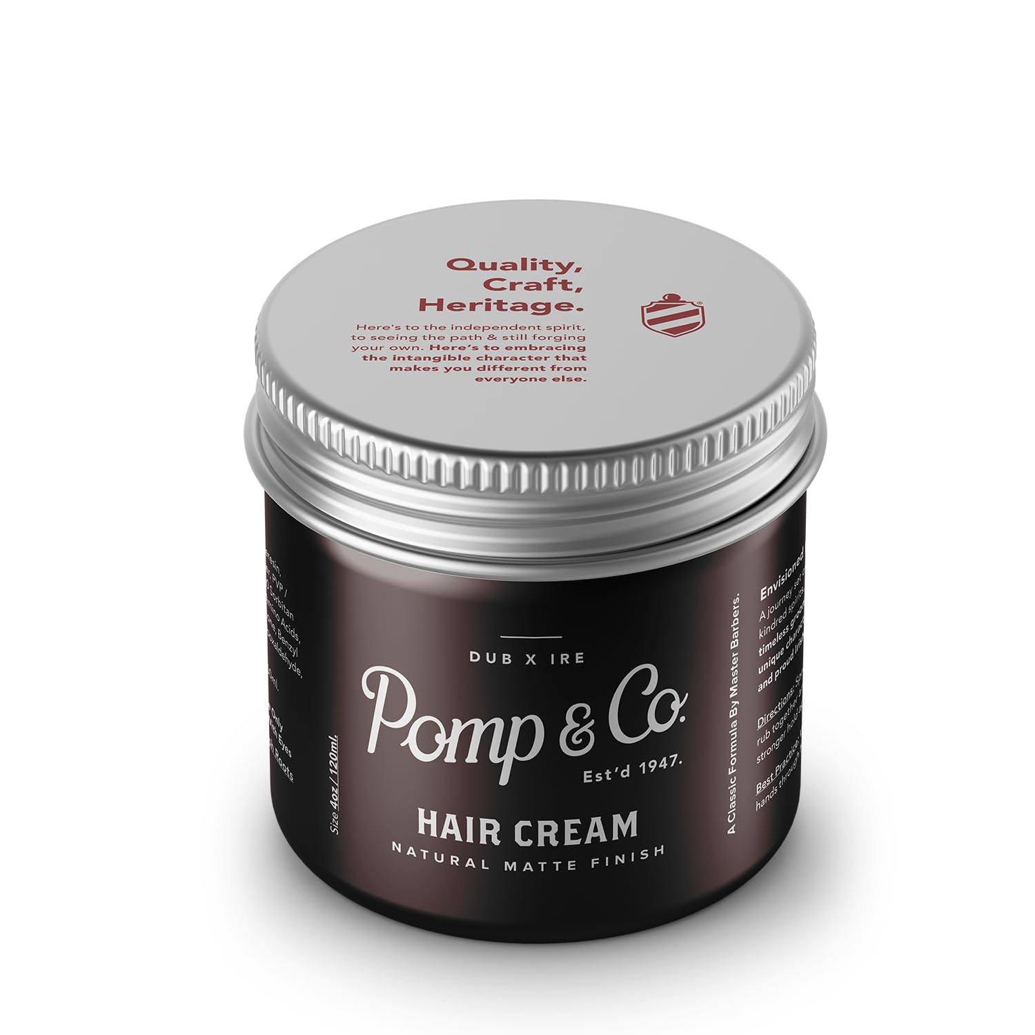 Pomp & Co Hair Styling Cream for Men, Water-Based Cream Pomade with Natural Matte Finish, Medium Strong Hold, Classic Scent, Lightweight Formula, 120ml