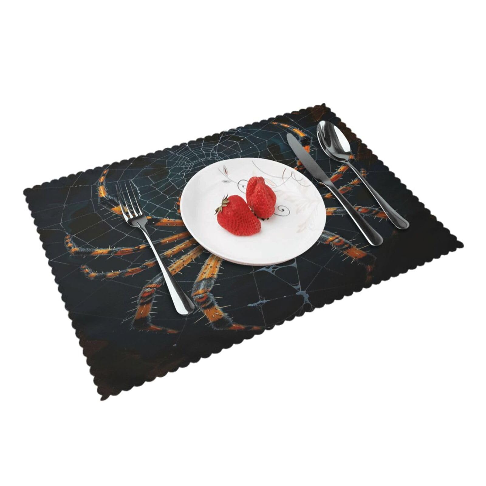 Spider.(1) Placemats Set of 4 Print Table Mats Place Mats Table Decor for Kitchen Dining 12X18 in