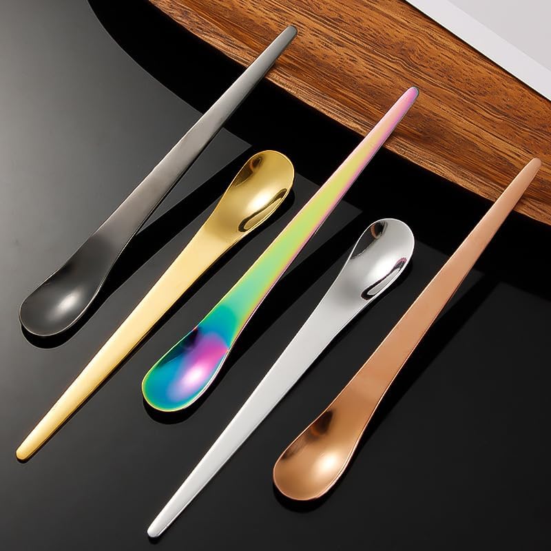 Silverware Flatware Set, 1/4/6/8 Pieces Creative Small Spoons, Short Handle Stainless Steel Coffee Spoons, Small Spoons, Dessert Ice Cream Spoons (Color : Silver, Size : 6Pcs)