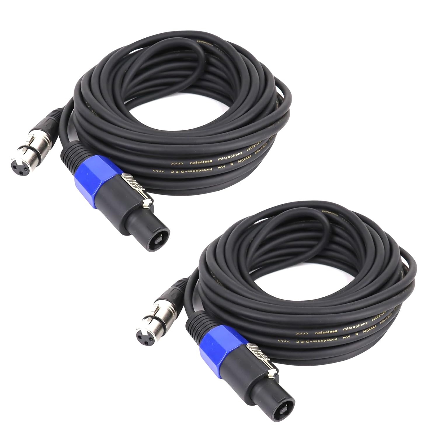 HBU Pack of 2 Speakon to XLR Cables 20 Feet - 2 PCS 3 Pole XLR Female to SpeakOn Male Cable - Twist Lock 3 Pin Microphone to Loudspeaker PA DJ Audio Wire (2 Packs, 20FT)