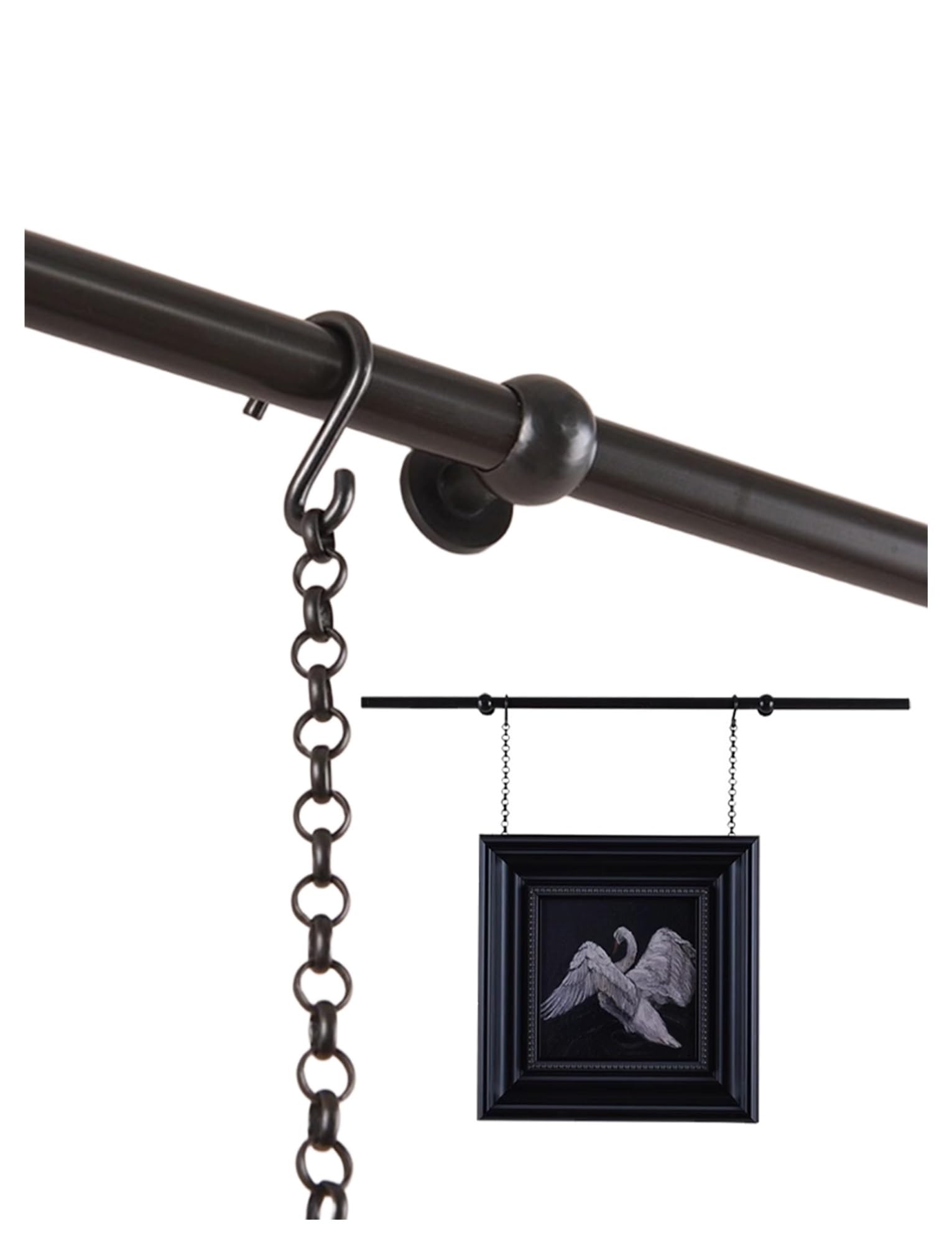 Rail d'accrochage pour tableaux en laiton élégant de 90cm avec son kit de suspension