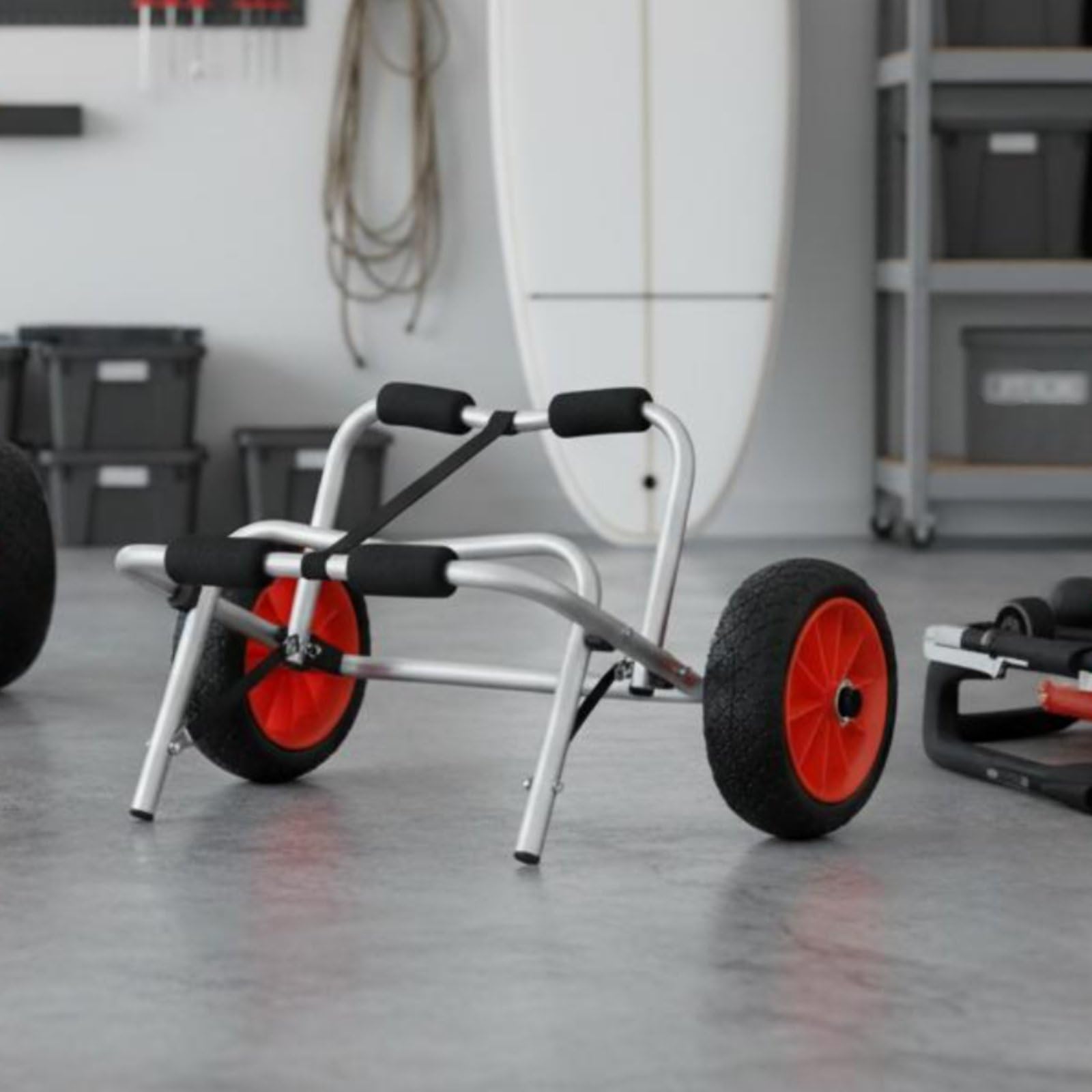 Paddle Board Wagen Bootswagen Kanuwagen Kajakwagen aus Aluminiumlegierung mit PU Vollschaumrädern Und 28 M Zurrgurt Faltbar mit Verstärkten
