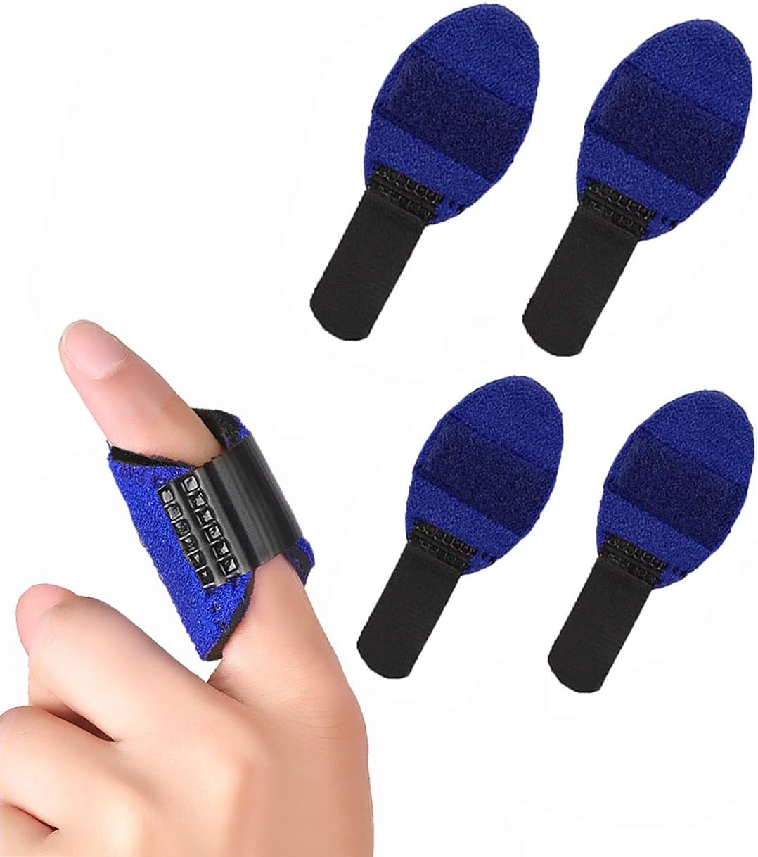 Sweet seven Adjustable Trigger Finger Splint - 4 Pack Finger Knuckle Support Brace for Curved, Bent, Locked Pinky, Thumb, Ring, Index.